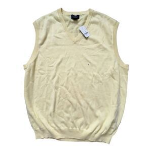 NEW Brooks Brothers Sweater Vest Men's Size Large Yellow Pullover V-Neck